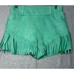 Crazy Train Womens Mint Green Faux Suede Fringe Western Shorts Size Medium Boho